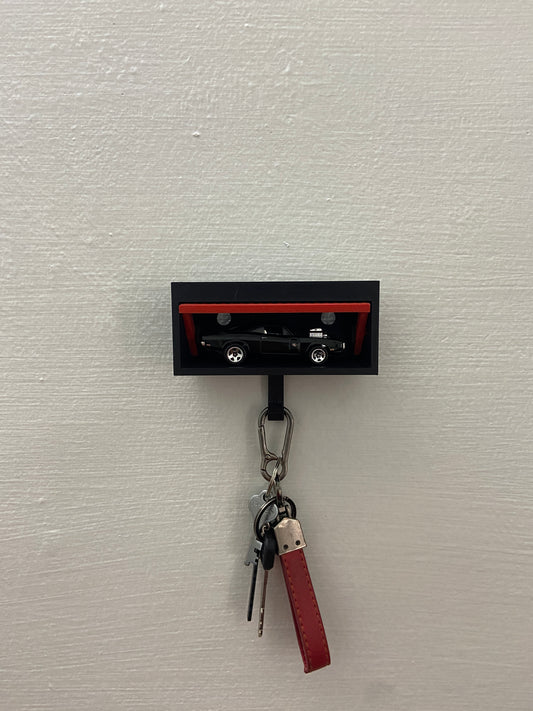 GARAGE KEY HOLDER WITH OPENABLE DOOR - BLACK/RED